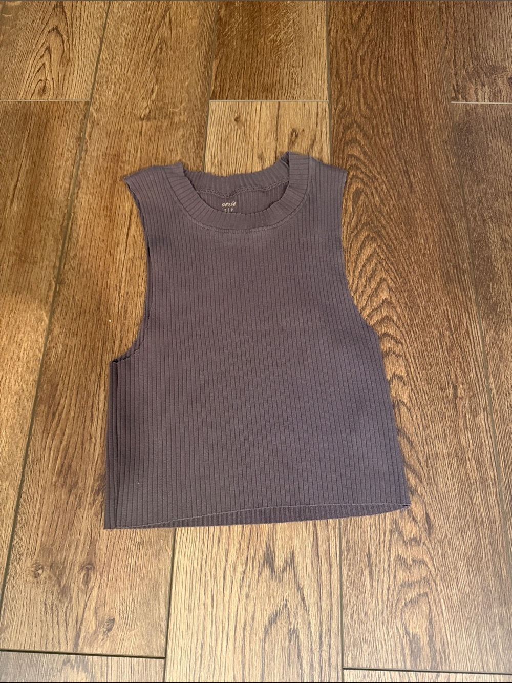 aerie Ribbed Sleeveless Crop Tank - Dark Brown
